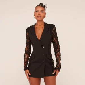 Long Lace Sleeves Blazer Dress